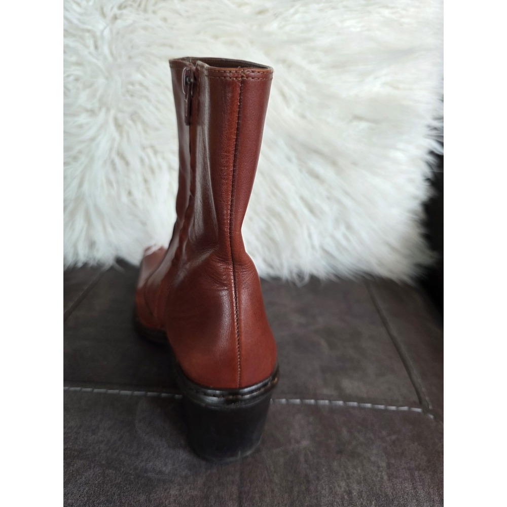 Gianni Bini Flower Embroidered Brown Leather Western Ankle Boots Women's 8.5 - Picture 15 of 16